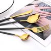 16 Pcs Mirror Black Gold Stainless Steel Cutlery Set Christmas Tableware Dinnerware Set Knife Spoons Cake Fork Home Silverware