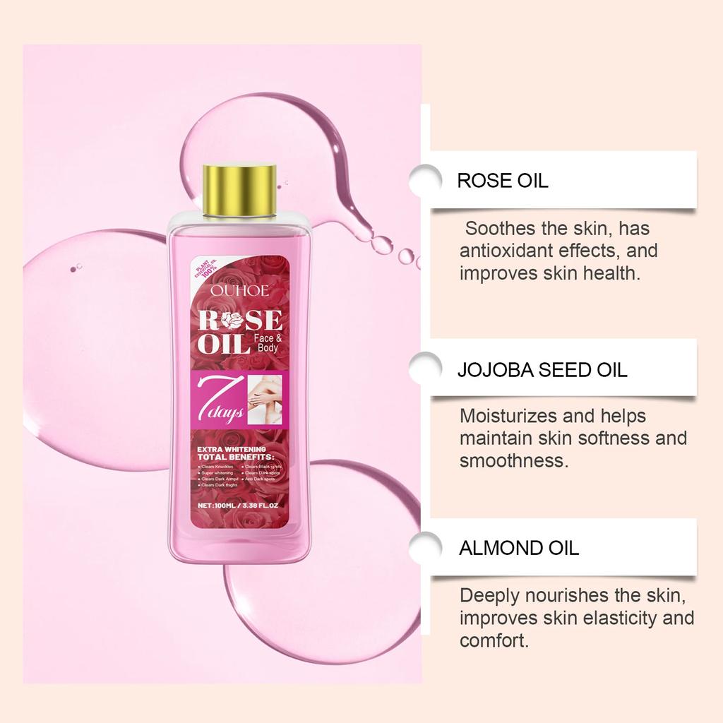 OUHOE Масло для тела с розой для снятия сухости кожи, увлажняющее массажное масло для кожи тела, аромат розы, укрепляющее, омолаживающее, улучшающее тип кожи