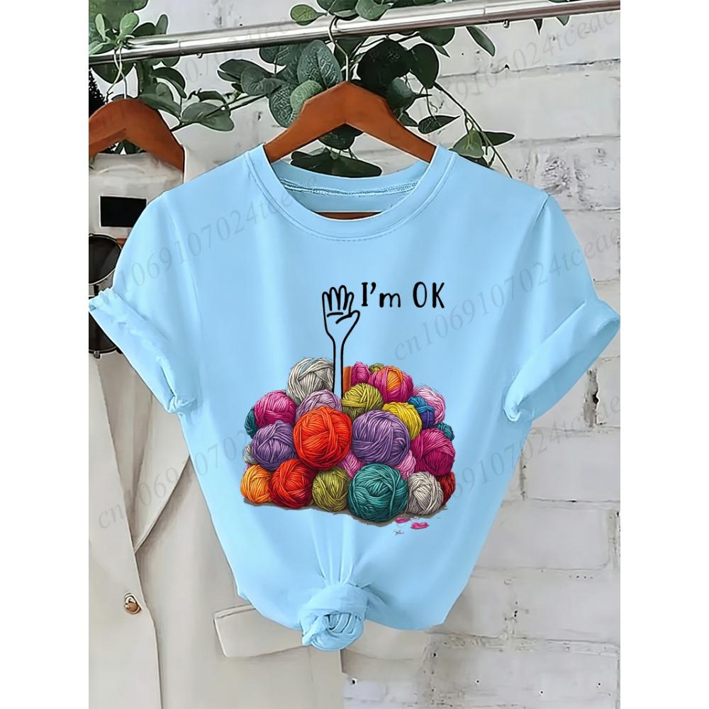 I'm OK Graphic Women's Tee Shirts Unisex Casual O Neck Short Sleeve T-Shirts Fashion Streetwear Men Women Daily T Shirt Tops