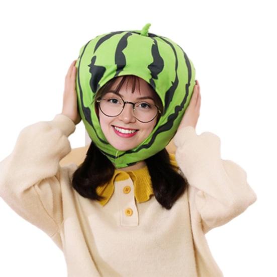 Фото-капюшон Яркий Цветной Фрукты Еда Форма Мягкий Плюшевый Головной Убор Отверстие для Лица Особенность Интернет-знаменитость Костюм Вечеринка Реквизит