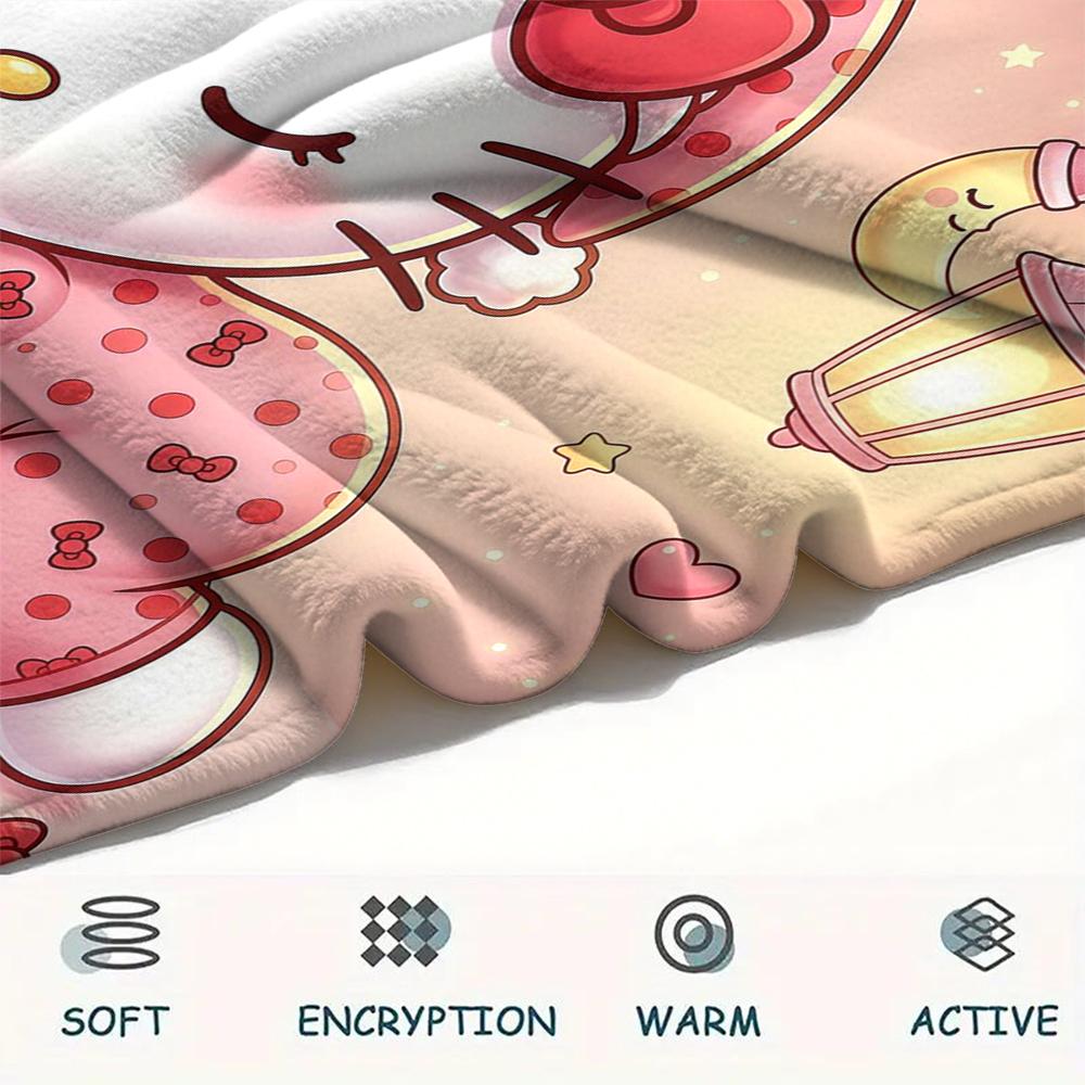 1 шт. Фланелевое одеяло с принтом мультфильмов Sanrio, Высокое качество, Для всех сезонов, Декор для дома, Тепло и уют, Идеально для рождественских подарков