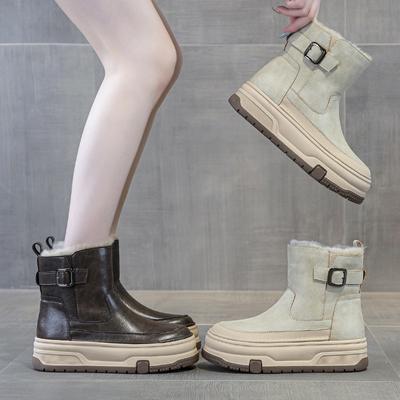 Зимние ботинки короткие ботинки кожаные женские туфли хлопковые туфли