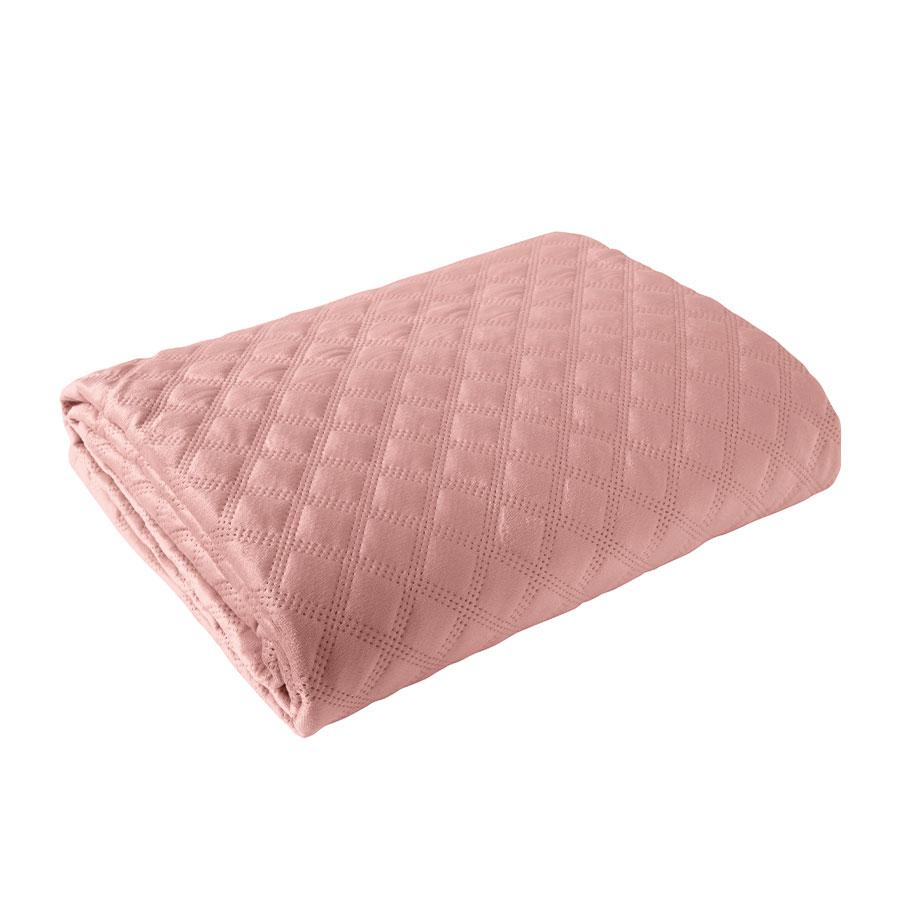 VELVI Decorative bedspread - powder pink - 170x210cm