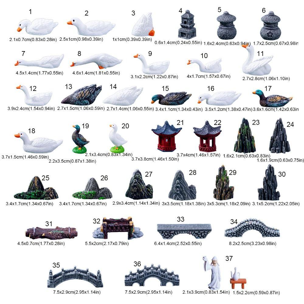 Decorative Rockery Pavilion Bridge LIfelike Simulation Goose Micro Landscape Ornaments Resin White Duck Statue Fairy Garden