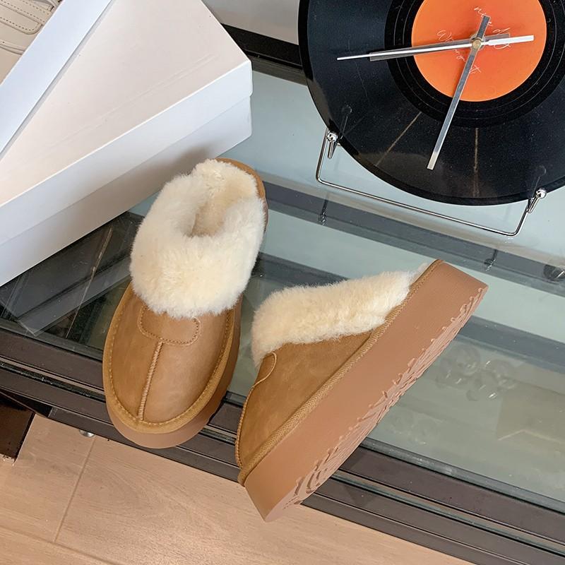 2025 новые зимние сапоги женские зимние меховые интегрированные пушистые туфли плюшевые на толстой подошве теплые верхняя одежда сумка голова полутапочки