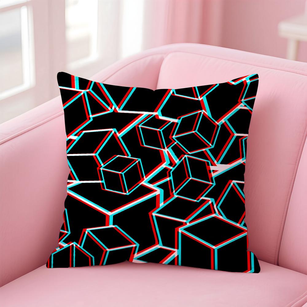 Geometric Graffiti Pillow Art Decor Cushion Cover Pillowcase Short Plush Invisible zipper Room Sofa Cushion Cover