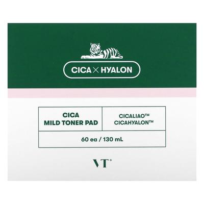 Cica Mild Toner Pad, 60 листов, 130 мл