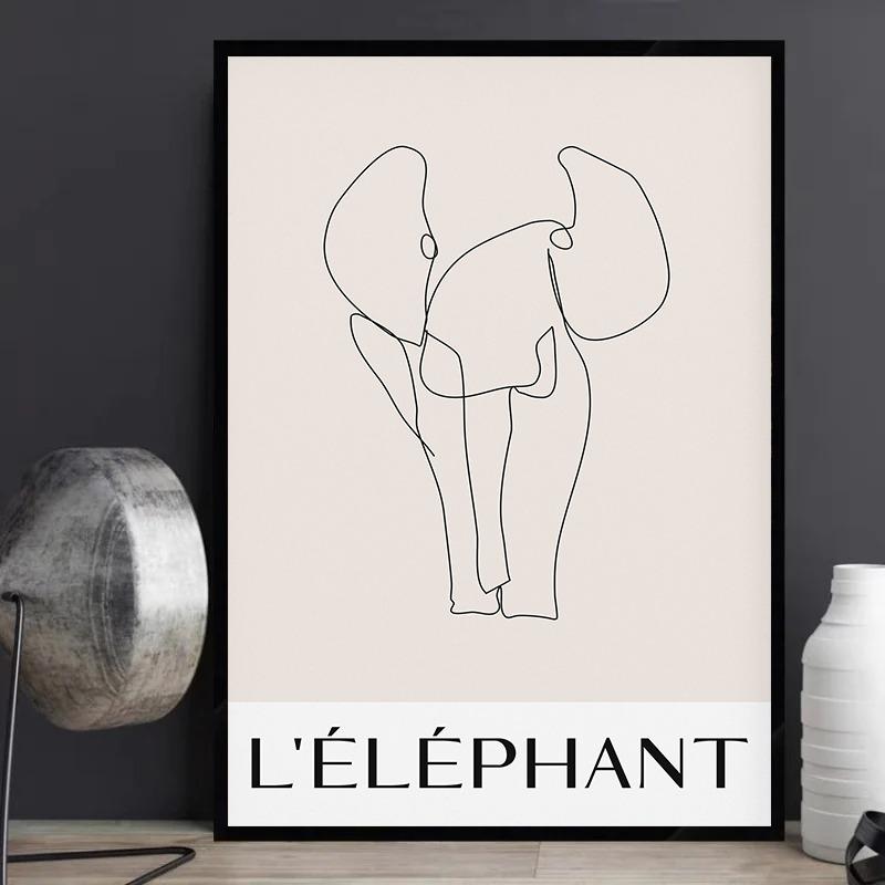 Минималистичные животные линия медведь верблюд дельфин горилла кошка плакаты и принты печать на холсте настенное искусство картина для декора гостиной