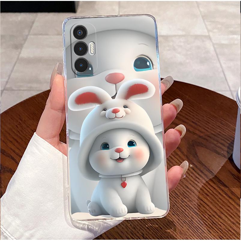 Чехол для Tecno Pova 3 Прозрачный Роскошный Милый Мультяшный Узор с Кошкой и Кроликом Мягкий Силиконовый ТПУ Чехол для Телефона Для Tecno LF7n Pova3 Задняя Крышка