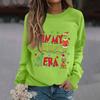 Women's Fashion Casual Long Sleeve Solid Color Christmas Printed Round Neck Top Sweatshirt