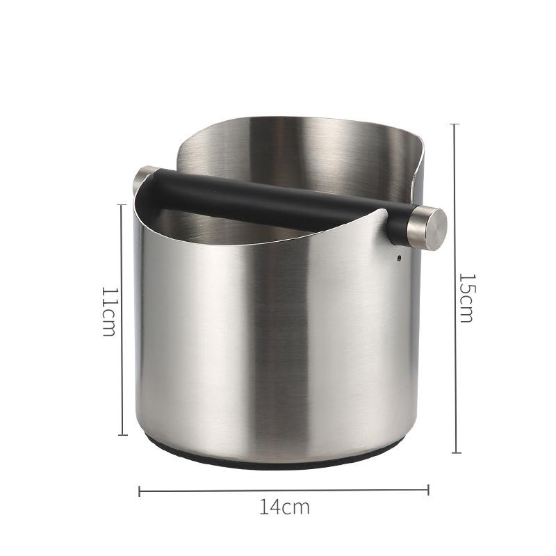Espresso Knock Box Barista Style Stainless Steel Coffee Grounds Knock Box With Removable Knock Bar and Non-Slip Rubber Base
