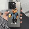 Модный Чехол для Телефона B-Baron Filou B-Bear Для iPhone 17,16,15,14,13,12,11 Plus,Pro Max,XS,Красочный Серебристый Черный Чехол