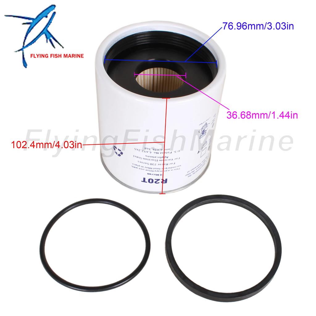 R20T Element for Fuel Filter Water Separator for Racor Mercury Quicksilver Truck Bus Marine Spin-On 230R Series Boat Engine