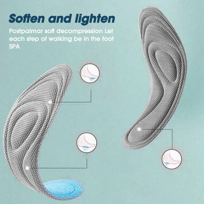 4Pcs Memory Foam Orthopedic Insoles for Shoes Antibacterial Deodorization Sweat Absorption Insert Sport Shoes Running Pads