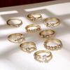Набор из 9 винтажных колец с кристаллами в виде звезд и луны для женщин, бохо, кольца на пальцы, модная бижутерия