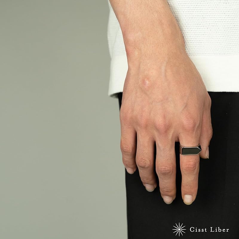 [Cisst Liber] Signet Ring Mens Ring Ring Ring Men's Seal Stand Seal Stand Ring Signet Surgical Stainless Steel Stainless Thin Gold Golden Gold No. 18