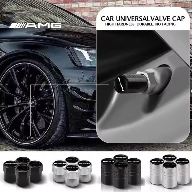 KGMZA1 For Mercedes Benz AMG A B C E G CLA W211 W203 W204 C260 E300L A200L 4Pcs Car Badge Wheel Tires Valve Caps Tyre Valve Stem Covers
