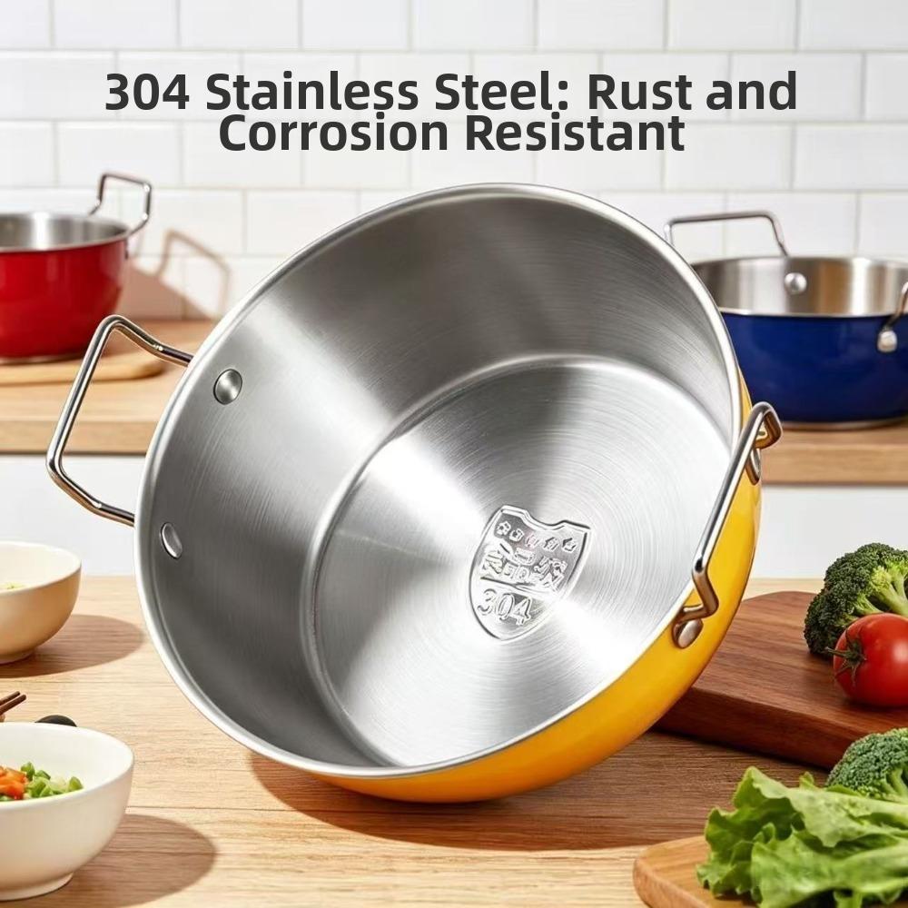 Stainless Steel Ramen Bowl Double Ear Handles Mixing Bowl New Soup Bowl Home Kitchen