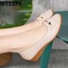 Wedges Leather Shoes Women's Soft Leather Work Shoes Pointed Toe Pumps Comfort Shallow Mouth Slip-on Simple Casual Spring Autumn