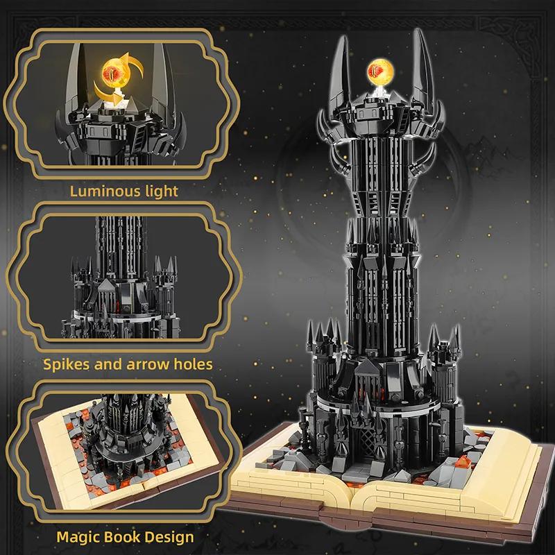 Non-Toxic Creative Black Tower Magic Book Building Blocks Book Expert Ideas Bricks Dark Tower With Lights Assembly Children Toy For Kids Gifts