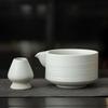 Ceremonial Matcha Bowl with Whisk Rest Pottery Container for Tea Preparation