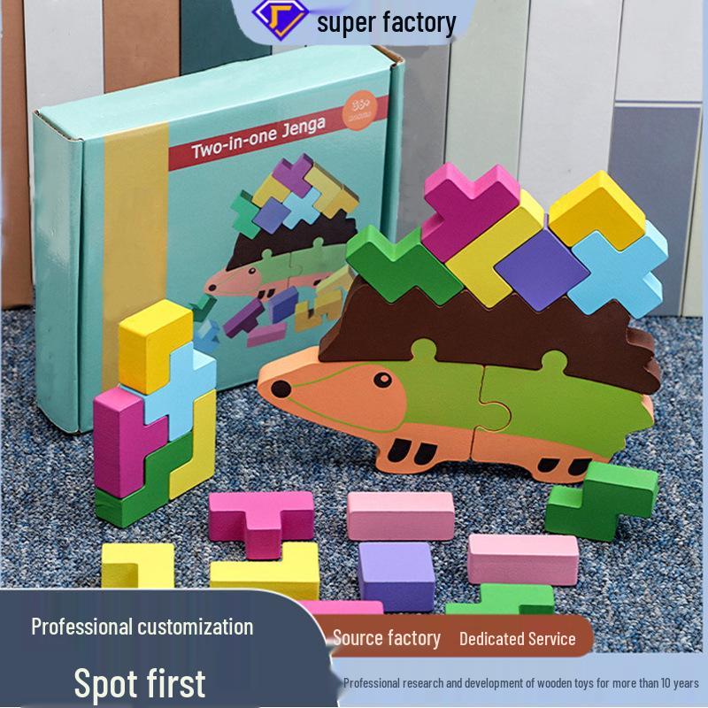 Wooden Hedgehog Stacking & Color Recognition Toy for Kids