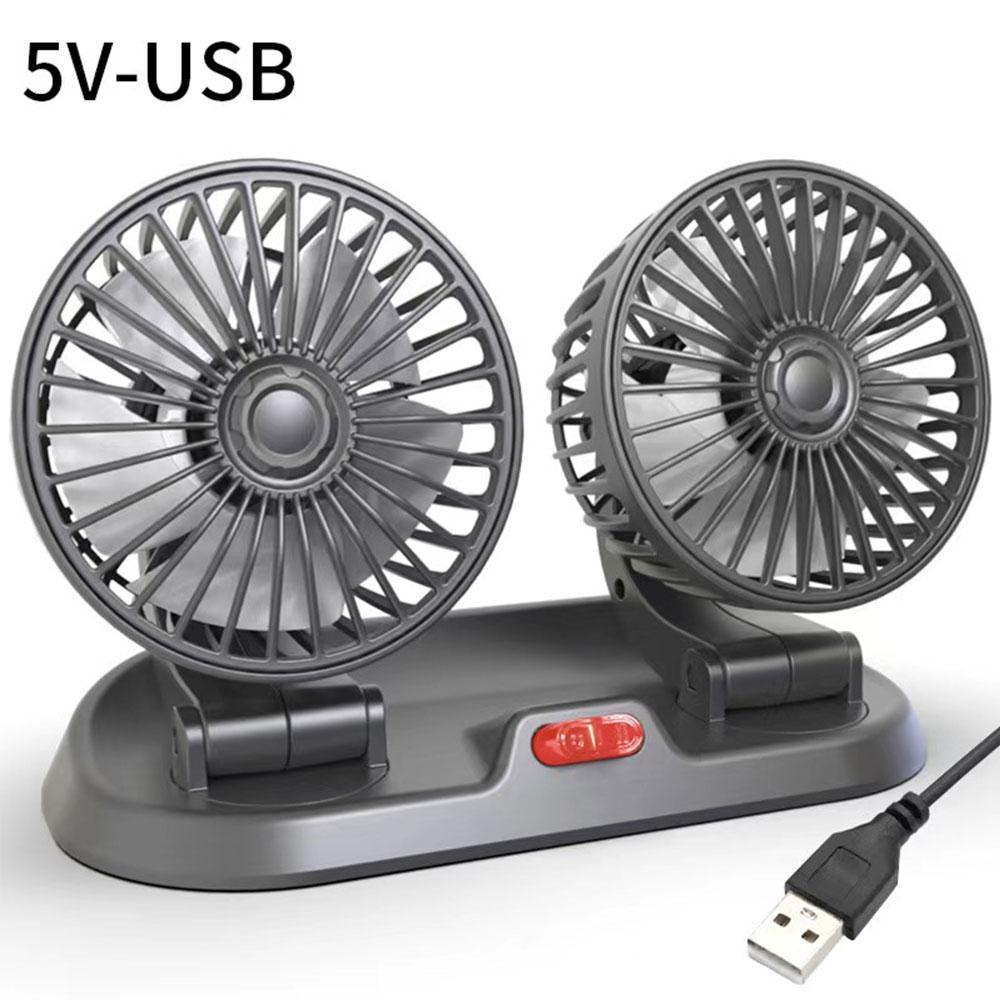 Автомобильный вентилятор, регулируемый на 360°, 3-х головной воздушный вентилятор, автомобильный электрический вентилятор, USB/12 В/24 В, 2 скорости, автомобильный бесшумный вентилятор для домашнего стола, офиса и автомобиля