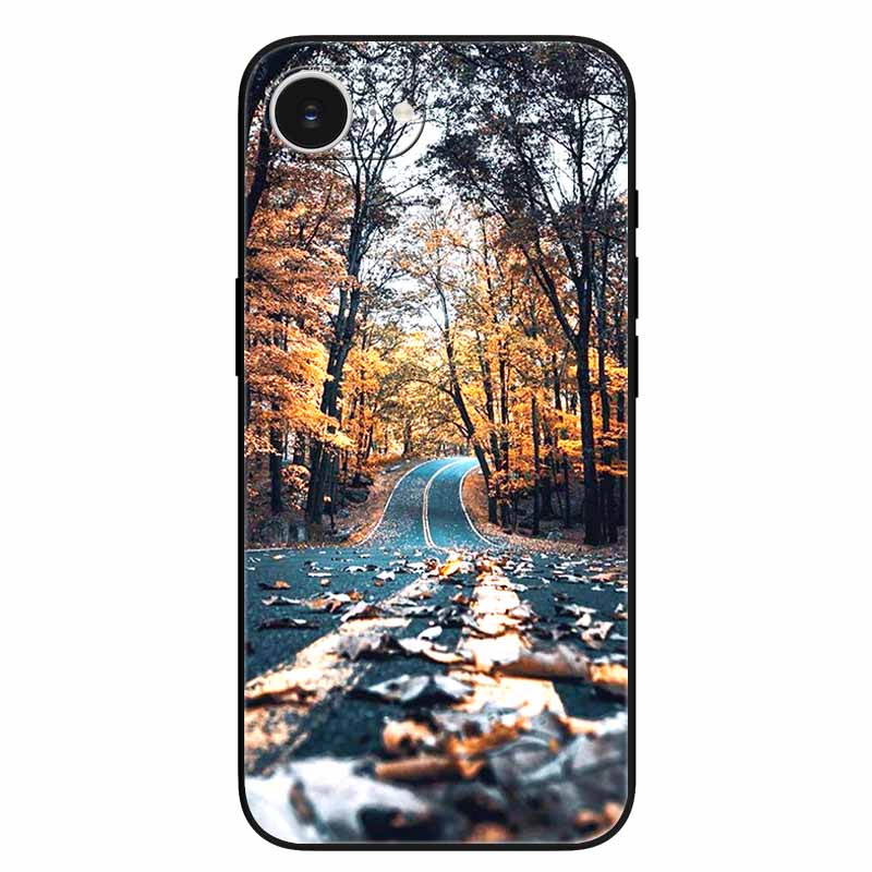 Black Phone Case Cover For Apple iPhone 16e Cases Printed TPU Soft Bumper Shell for iPhone16e 16e 2025 Protection Silicon Covers