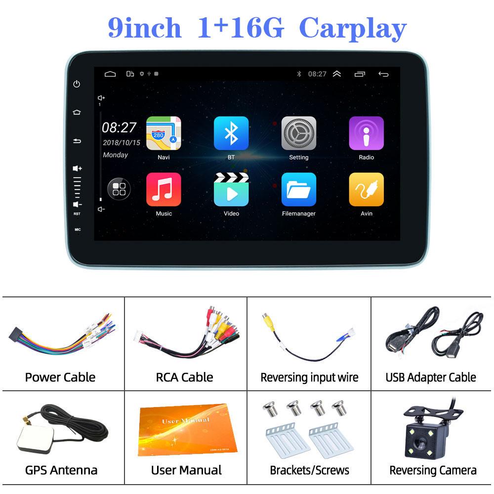 Reakosound Android 11 Универсальный автомобильный радиоприемник 1 Din 9-дюймовый поворотный на 360 градусов CarPlay GPS Bluetooth-плеер Видео Автомобильный мультимедийный плеер