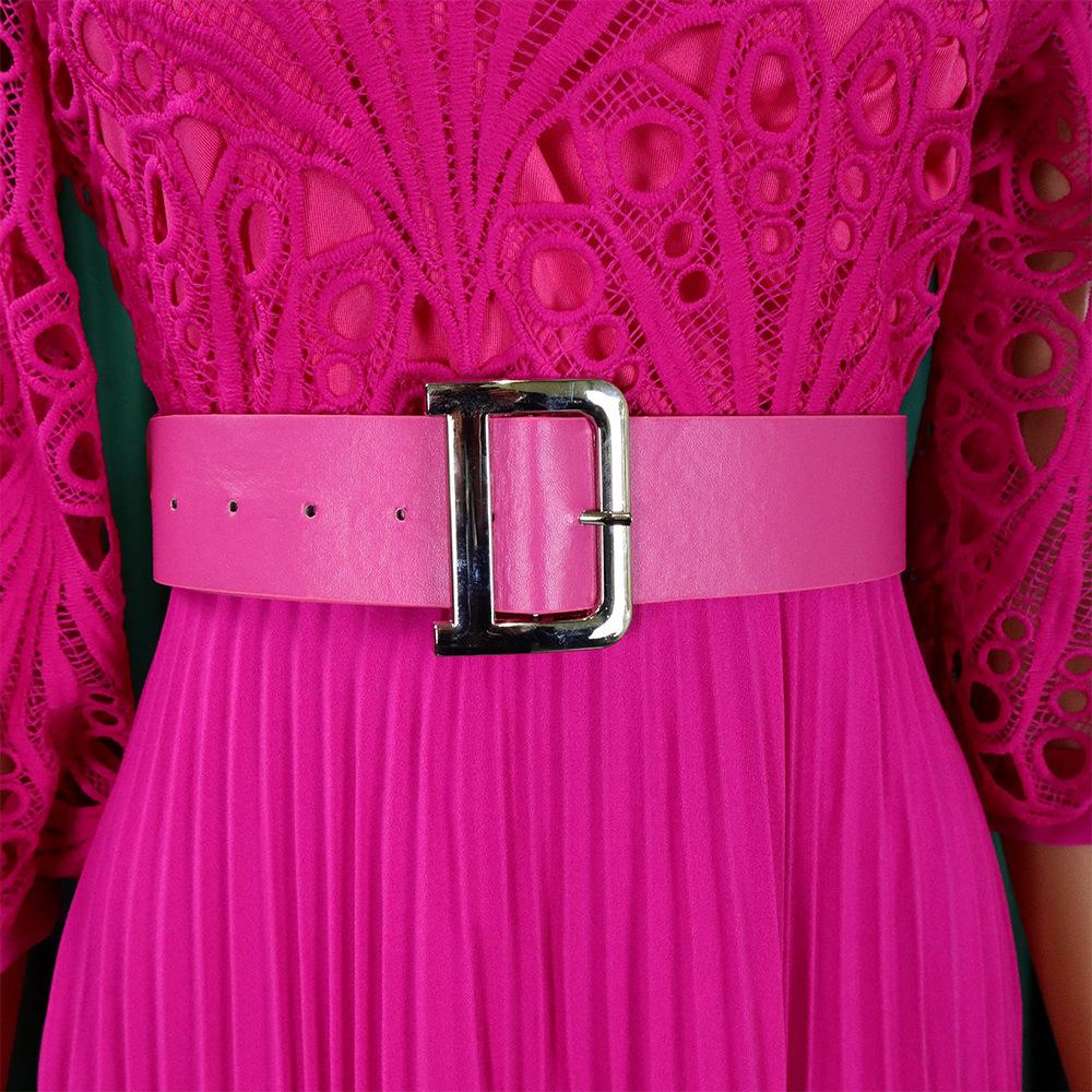 YYFS Women's Fashion Summer Spring Solid Color Print Short Sleeve O-Neck High Waist Casual Dresses