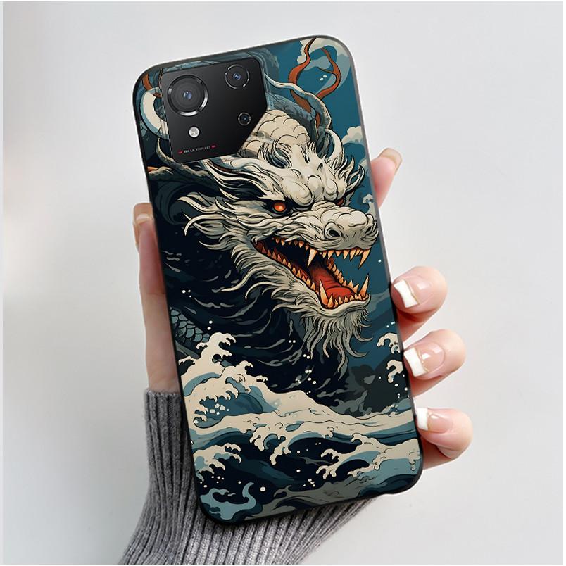Чехол для Asus ROG Phone 8 Чехол для телефона ROG 8 Pro Роскошный Милый Кролик с Сердечком Забавный Черный Мягкий ТПУ Силикон Защитная Задняя Крышка