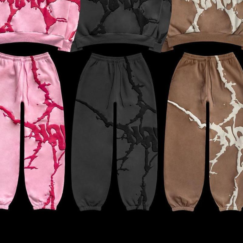 Европейские и американские повседневные брюки в стиле хип-хоп с принтом «волосы-пузыри» для мужчин и женщин Y2K Street