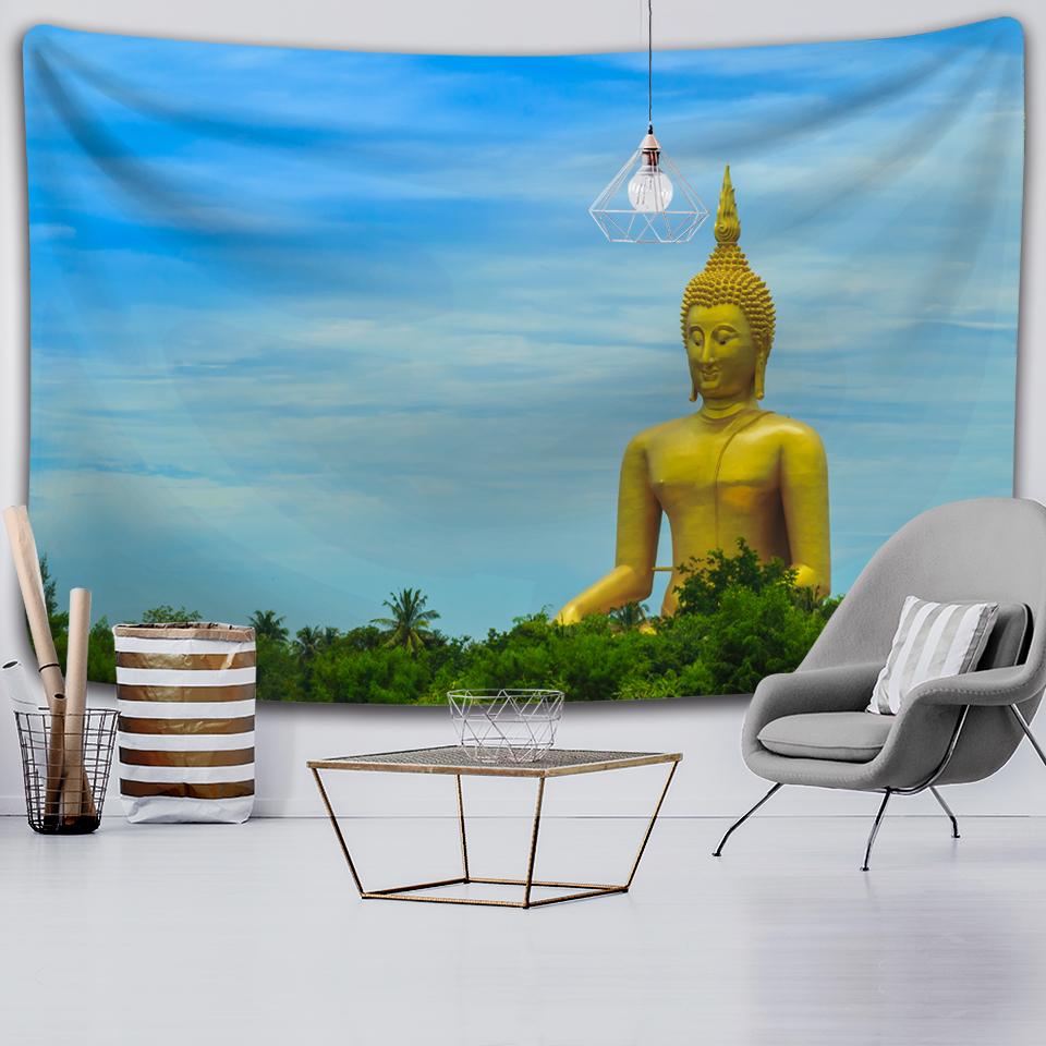 Индийская статуя Будды, древний буддийский гобелен, гостиная, спальня, настенная медитация, психоделическая йога, настенный подвес в богемном стиле