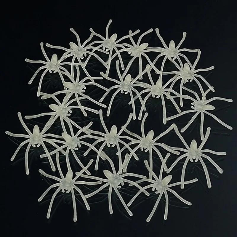 10Pcs Party DIY Decoration Halloween Luminous Rubber Fake Spider Plastic Figure Prank Funny Toy Home Party Decoration Gift