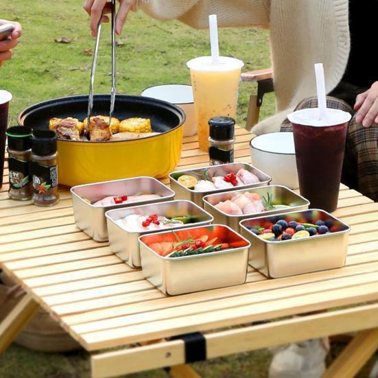 Контейнеры для хранения продуктов из нержавеющей стали Герметичные контейнеры для закусок с крышкой Штабелируемый ланч-бокс для кемпинга, пикников, школы