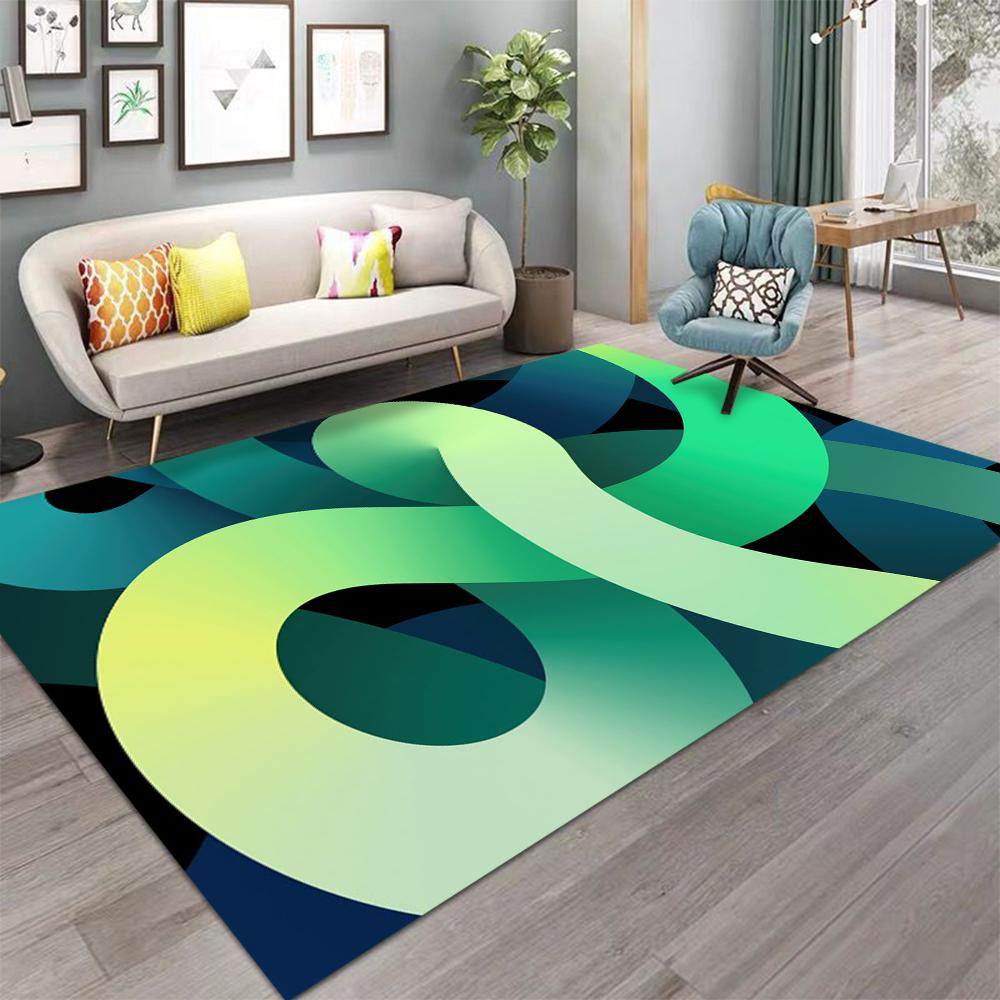 Абстрактный Геометрический Узор Коврик для Пола Различные Стили с Изогнутыми Линиями и Градиентными Цветами Нескользящий Коврик для Домашнего Декора