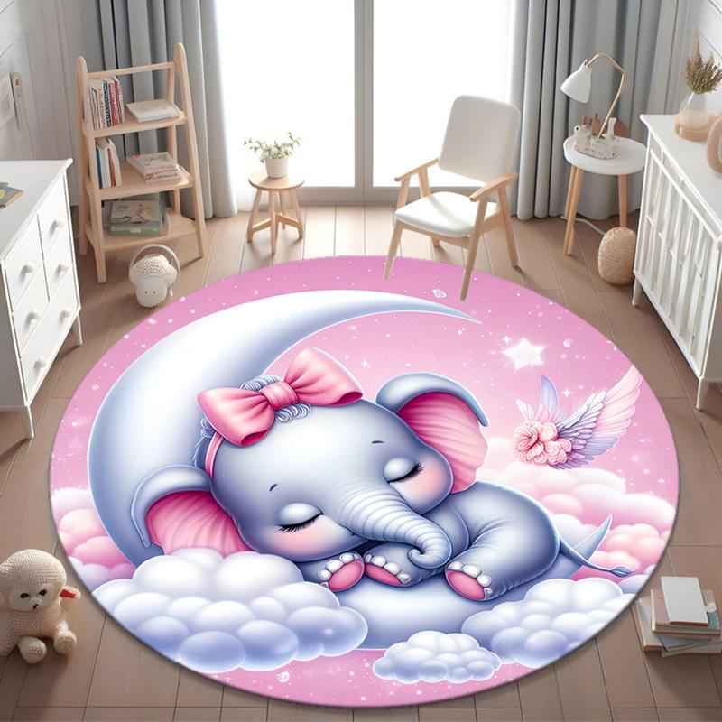1Pc Elephant Circular Print Rug - home decoration Carpet For Living Room Bedroom Flooring Computer Chair Area Rug