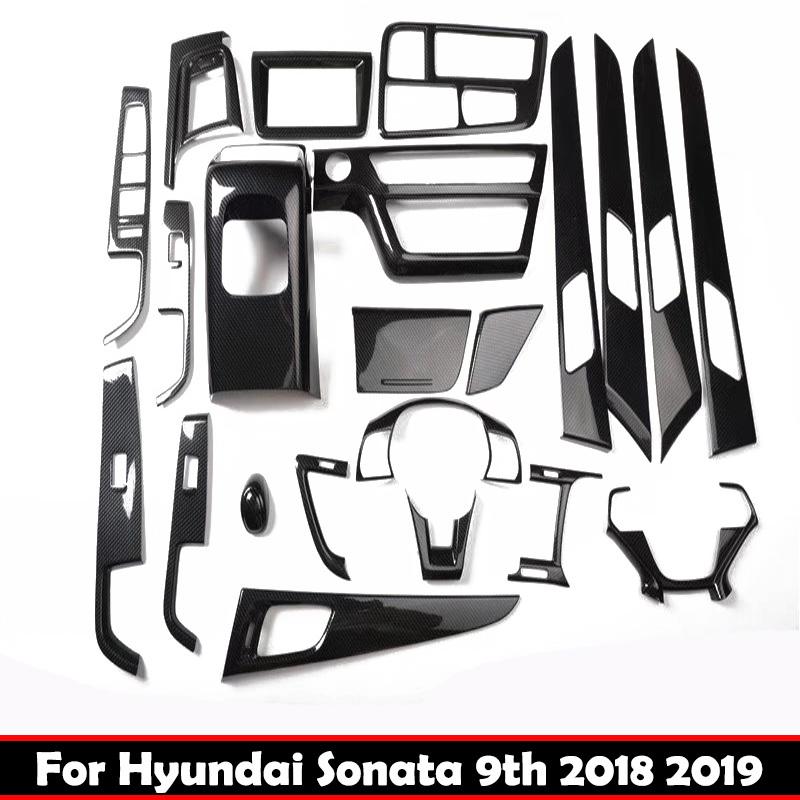 LHD Для Hyundai Sonata 9-го поколения 2018  Накладка на переключатель стеклоподъемника Накладка на ручку двери (внутренняя) Накладка на кондиционер Аксессуары для интерьера