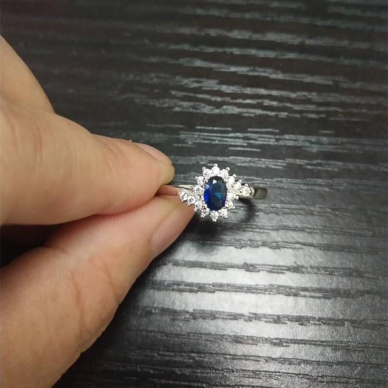 Натуральное королевское синее кольцо Дианы с синим цирконом, женское кольцо с инкрустацией красочных сокровищ, высокая мода