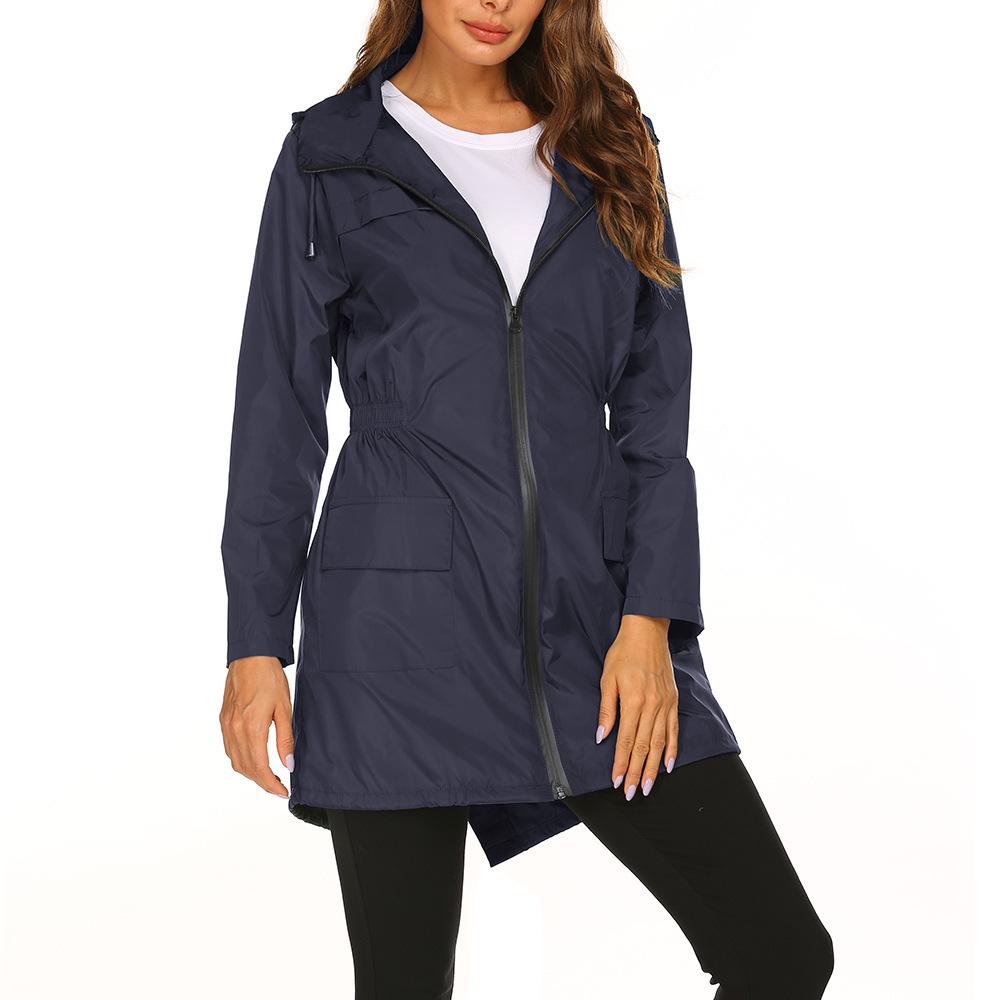 Autumn Winter Women's Jacket with Waist Cinched Hooded Lightweight Suit Windcheaters Jackets