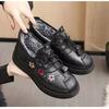 2024 Winter Casual Flat Lace-up Cotton Shoes Non-slip Waterproof Embroidery Shoes for Shoes Warm Snow Boots Bota Masculina