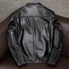 Genuine Leather Jacket Men Real Cowhide Biker Slim Fit Short Coat Spring Autumn Outerwear