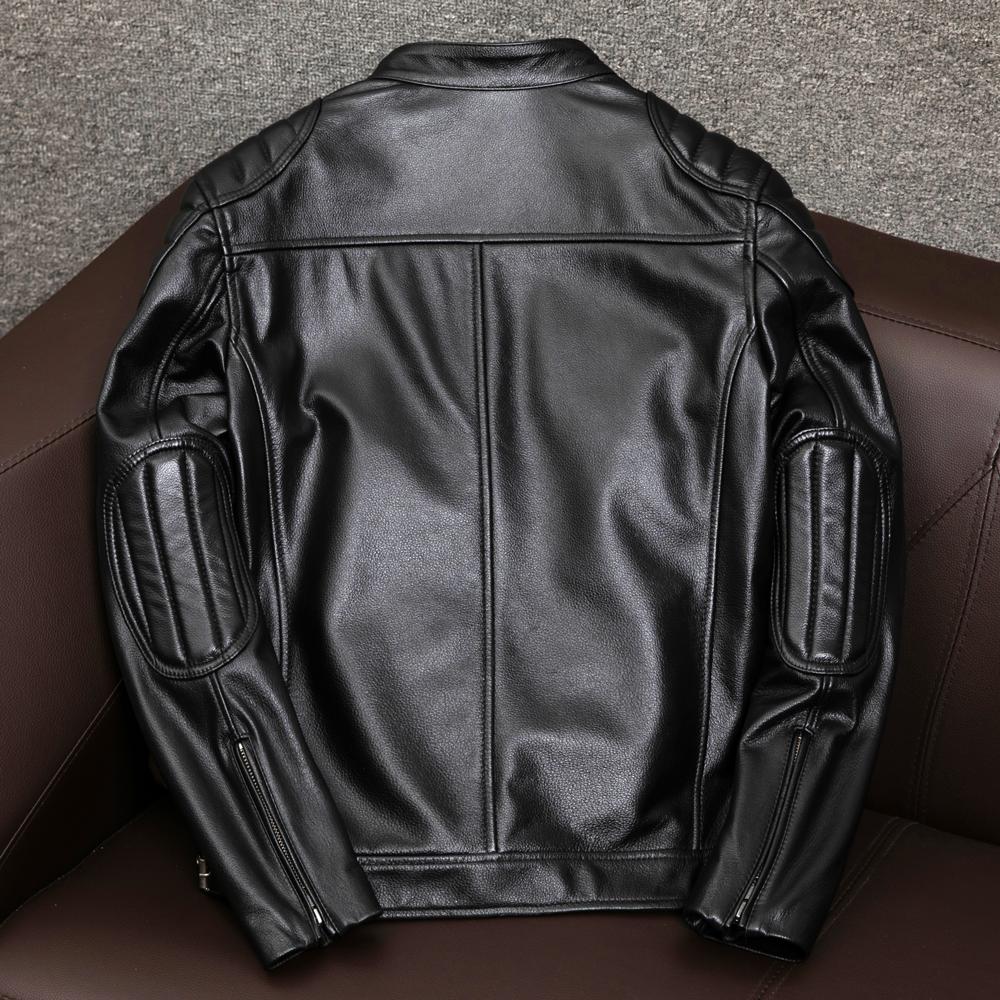 Genuine Leather Jacket Men Real Cowhide Biker Slim Fit Short Coat Spring Autumn Outerwear