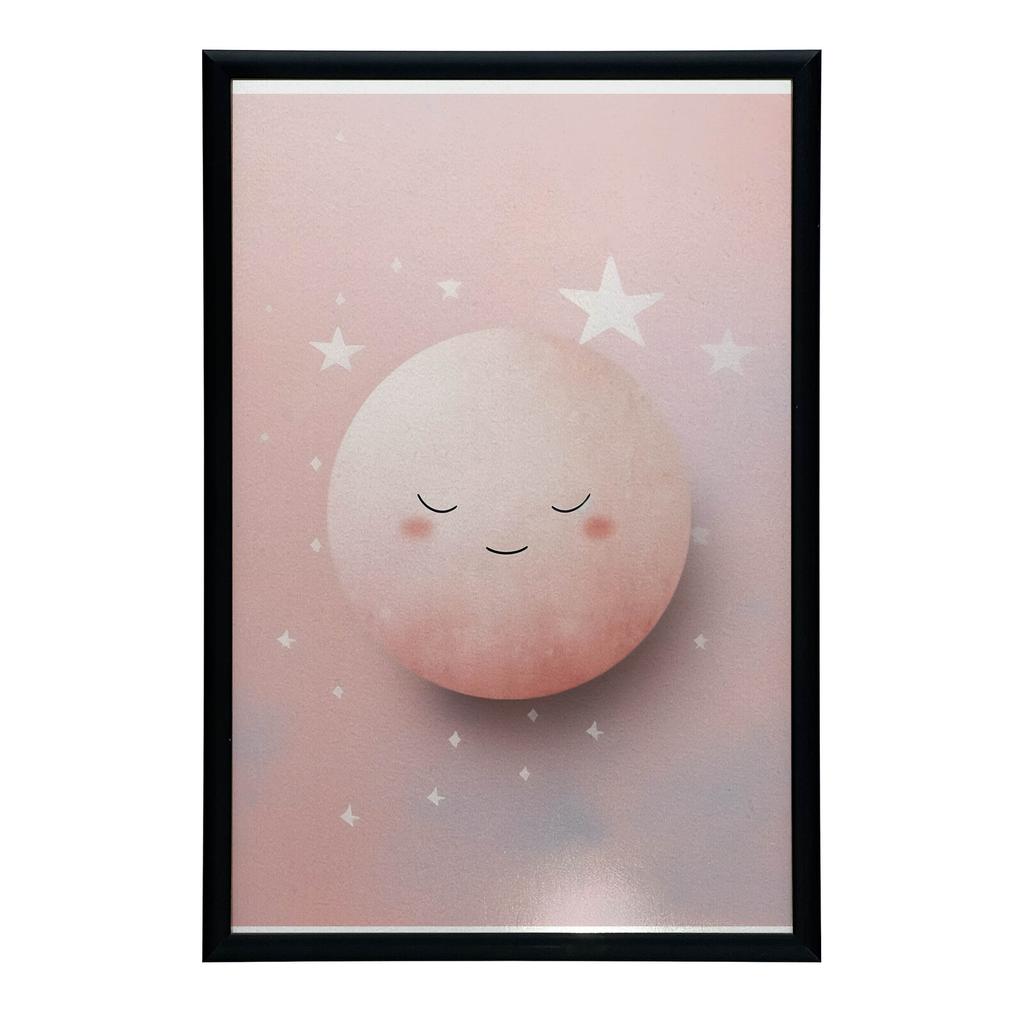 Tajemniczy Różowy Księżyc Tajemniczy Różowy Księżyc, 50X70 Cm, Rama Aluminiowa Złota, Papier Matowy 230 Gsm