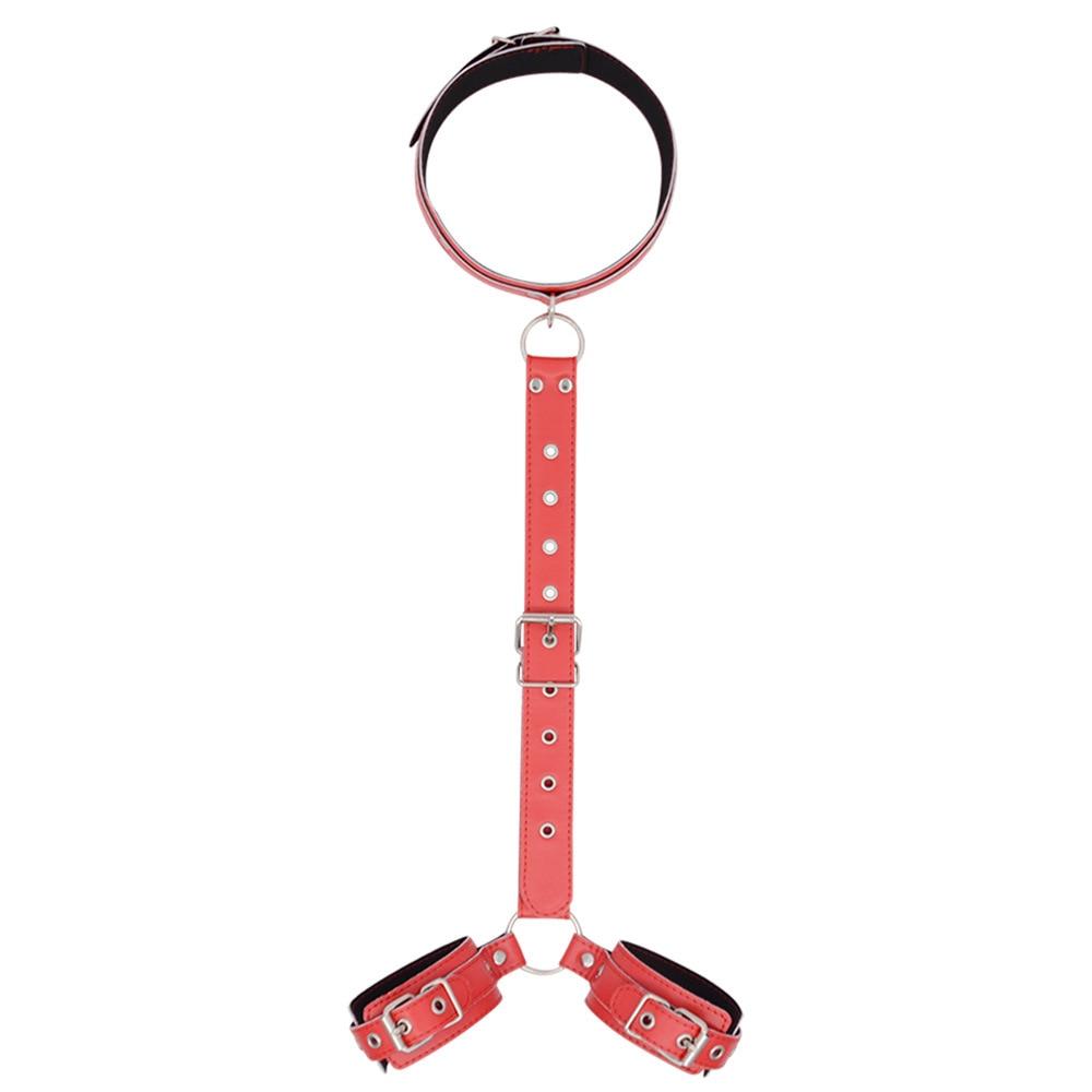 Sexy Bondage Collar Handcuffs Training Slave Sex Toys Chastity Belt Sex Furniture BDSM PU Leather