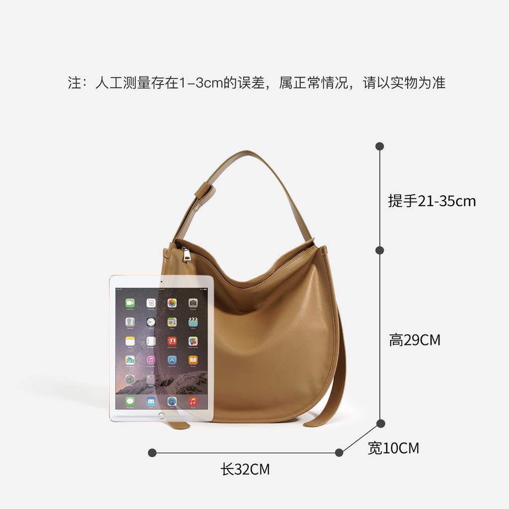 Простая и модная кожаная сумка-тоут из мягкой коровьей кожи, большой вместимости, для通勤, универсальная, через плечо, кроссбоди, сумка-ведро, женская