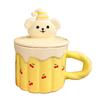Cartoon Three Dimensional Puppy Lid Ceramic Cup with Spoon Cute Children's Household Mug Breakfast Milk Cup Souvenir