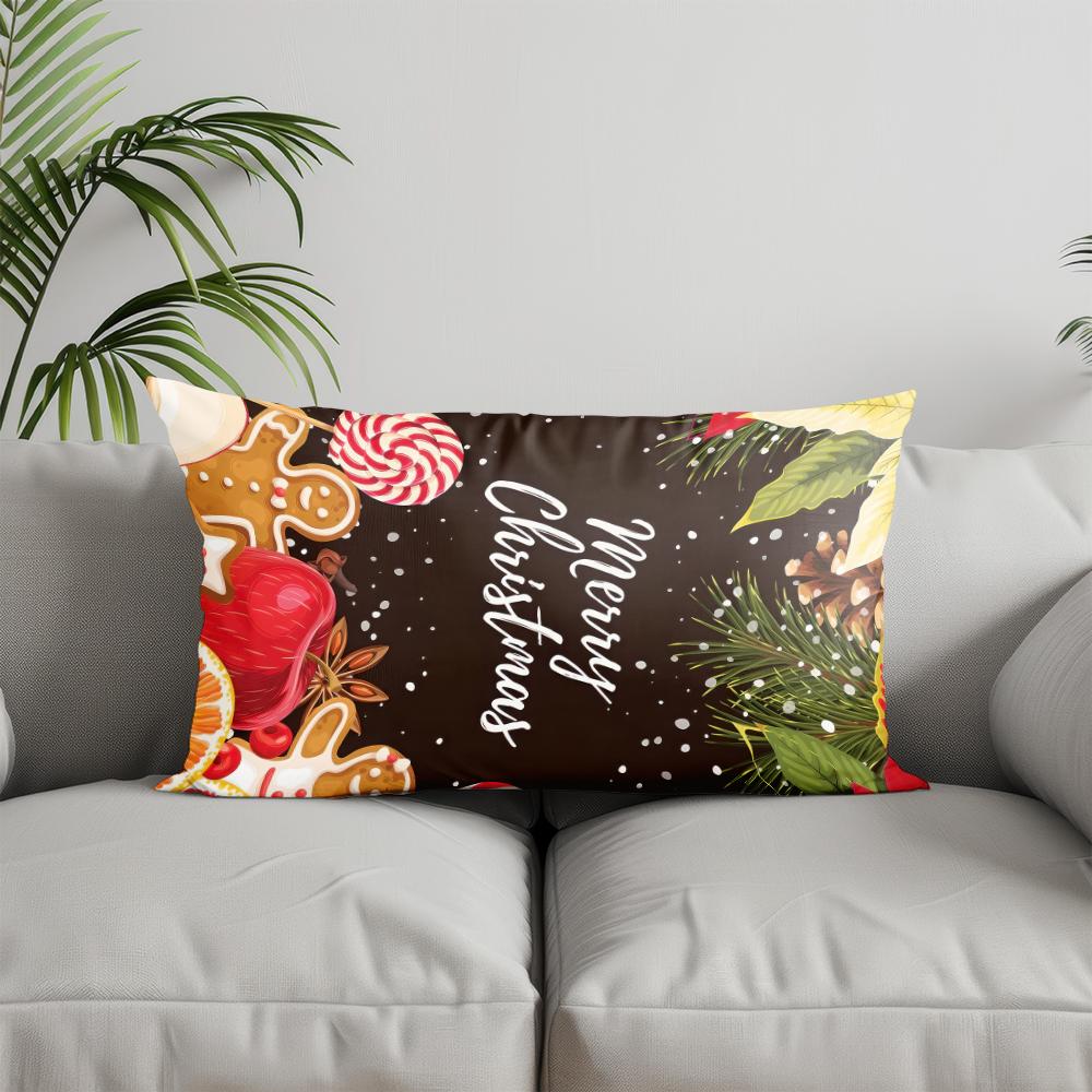 Домашний декор Подушка с геометрическим узором на рождественскую тематику Подходит для дивана, спальни, автомобиля Наволочка Подушка Прямоугольная Подушка для спины