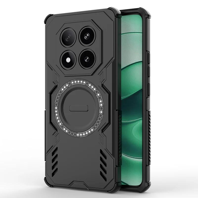 Бронированный чехол для отвода тепла для Xiaomi Redmi Note 14 Pro 5G 4G Магнитная беспроводная зарядка Чехол для Redmi Note14 Pro Plus 14C