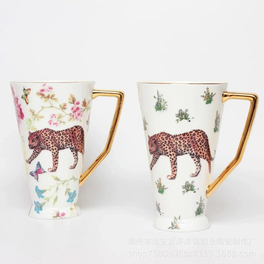 Европейский стиль чашка для воды костяного фарфора кружка большой емкости джунгли леопард керамическая бытовая чашка для кофе чай кружка для кофе